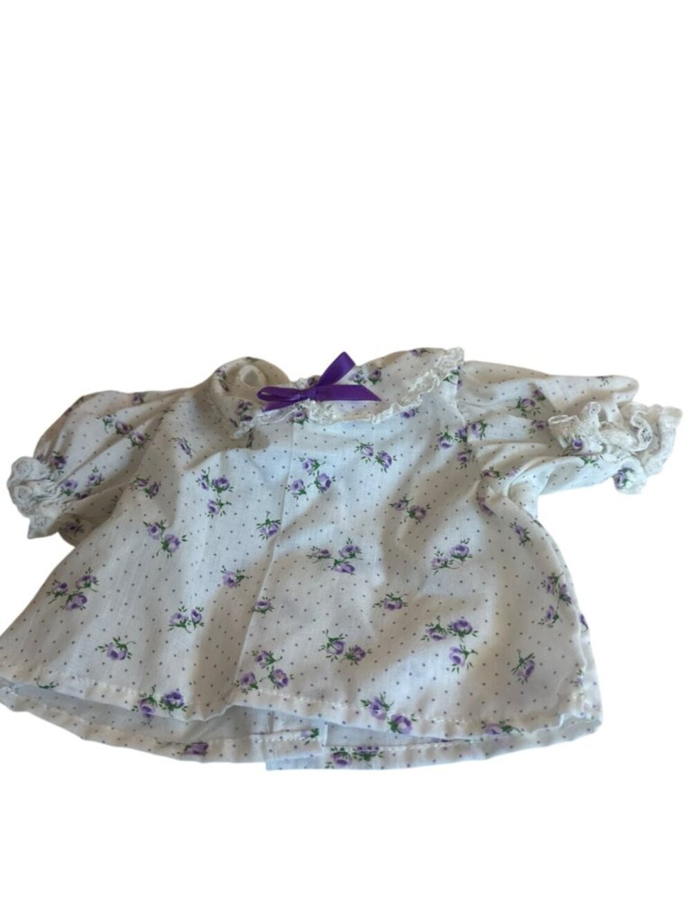 Vintage Baby Doll Clothing 80s Floral Print with Bow Purple White 80s 90s Shirt